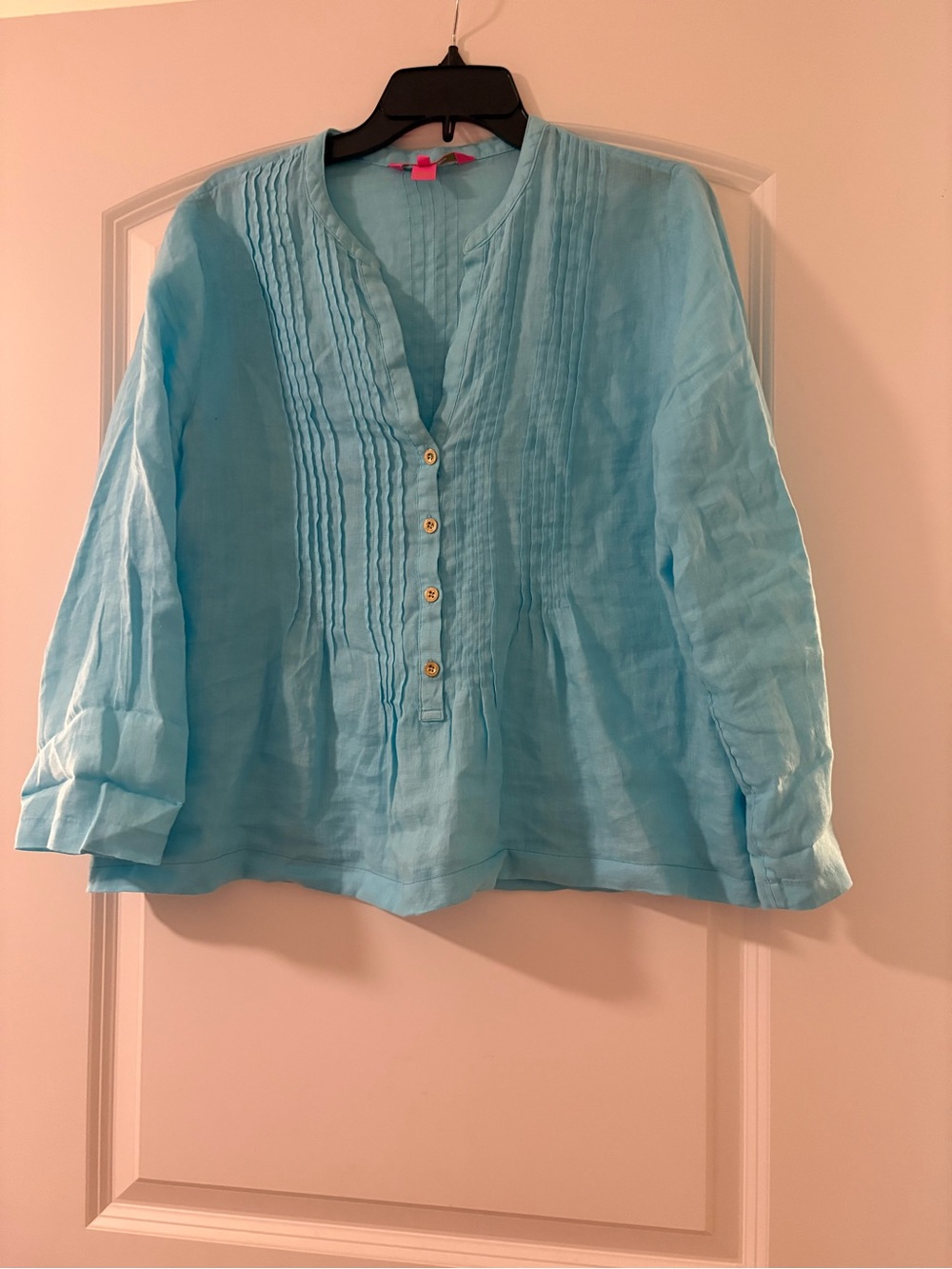 Lilly Pulitzer Light Blue Pintuck Linen Tunic